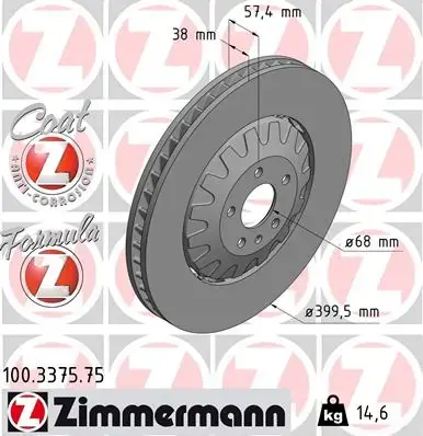 Вентилируемый тормозной диск otto zimmermann gmbh 100337575