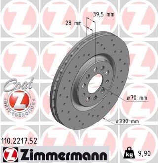 Вентилируемый тормозной диск otto Zimmermann GmbH 110221752