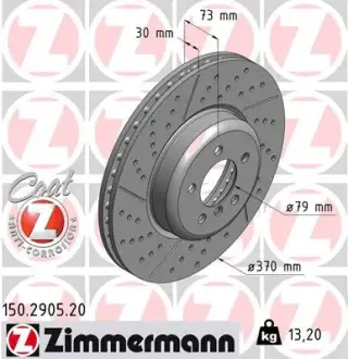 Вентилируемый тормозной диск otto zimmermann gmbh 150.2905.20