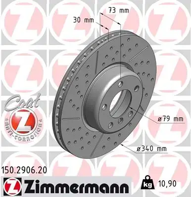Вентильований гальмівний диск Otto Zimmermann GmbH 150.2906.20 (фото 1)