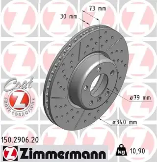 Вентильований гальмівний диск Otto Zimmermann GmbH 150.2906.20