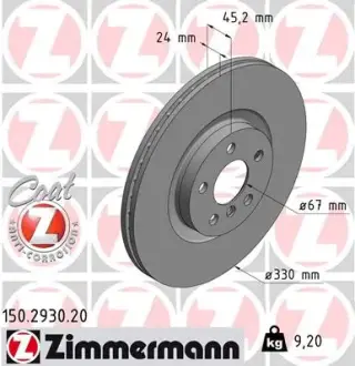 Вентильований гальмівний диск Otto Zimmermann GmbH 150293020