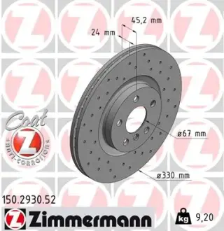 Вентильований гальмівний диск otto zimmermann gmbh 150293052 MINI MINI