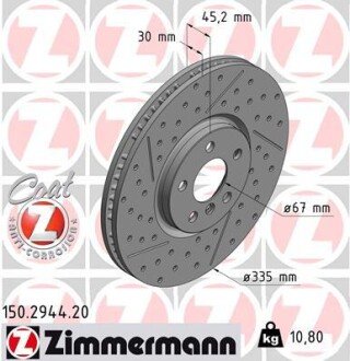 Вентилируемый тормозной диск otto Zimmermann GmbH 150.2944.20 на MINI MINI