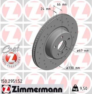 Вентильований гальмівний диск otto Zimmermann GmbH 150295152 на Бмв 5 серии