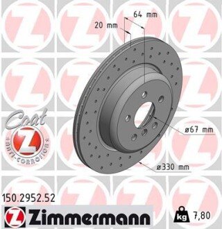 Вентильований гальмівний диск otto Zimmermann GmbH 150295252 на Бмв 5 серии