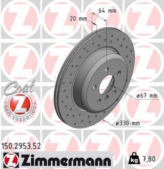 Вентильований гальмівний диск otto Zimmermann GmbH 150295352 на Бмв 5 серии