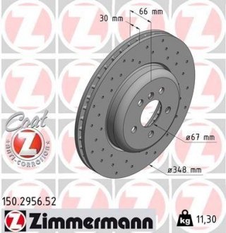 Вентильований гальмівний диск otto Zimmermann GmbH 150.2956.52