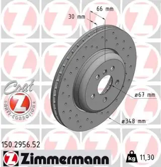 Вентилируемый тормозной диск otto zimmermann gmbh 150.2956.52