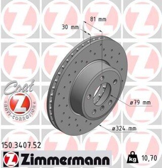 Вентильований гальмівний диск otto Zimmermann GmbH 150340752