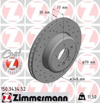 Вентильований гальмівний диск otto Zimmermann GmbH 150343452 на Бмв 5 серии