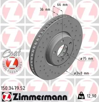 Вентильований гальмівний диск Otto Zimmermann GmbH 150.3479.52