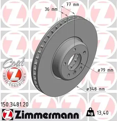 Вентилируемый тормозной диск otto zimmermann gmbh 150348120