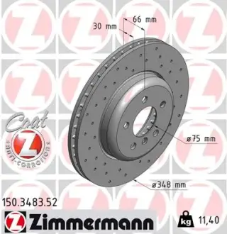 Вентилируемый тормозной диск otto zimmermann gmbh 150.3483.52