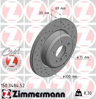 Вентильований гальмівний диск Otto Zimmermann GmbH 150.3484.52