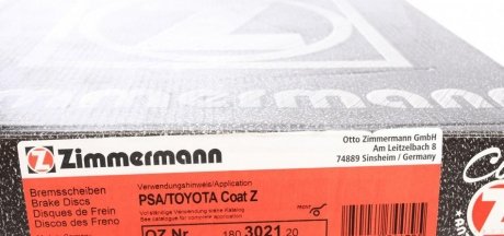 Вентилируемый тормозной диск otto Zimmermann GmbH 180302120