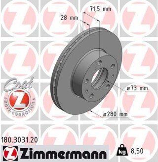 Вентильований гальмівний диск otto Zimmermann GmbH 180303120