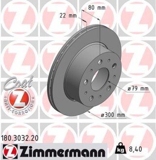 Вентилируемый тормозной диск otto Zimmermann GmbH 180.3032.20 на Ситроен Джампер