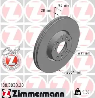 Вентильований гальмівний диск Otto Zimmermann GmbH 180303320