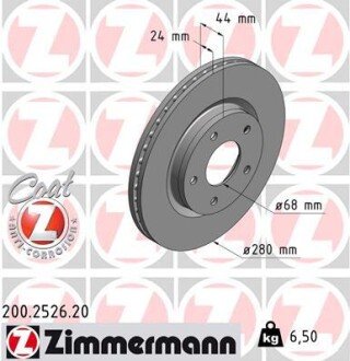 Вентильований гальмівний диск otto Zimmermann GmbH 200252620