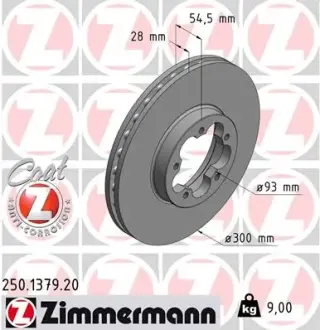 Вентилируемый тормозной диск otto zimmermann gmbh 250.1379.20
