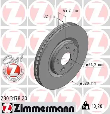 Вентилируемый тормозной диск otto zimmermann gmbh 280317820