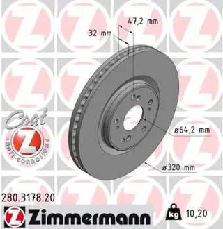 Вентилируемый тормозной диск otto zimmermann gmbh 280317820