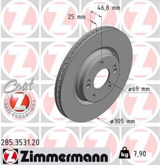 Вентильований гальмівний диск otto Zimmermann GmbH 285353120