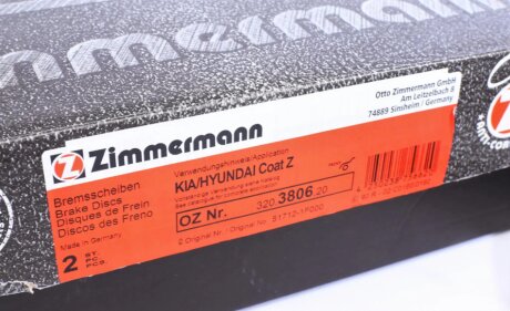 Вентильований гальмівний диск otto Zimmermann GmbH 320380620