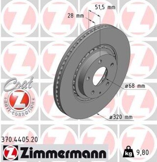 Вентилируемый тормозной диск otto Zimmermann GmbH 370440520