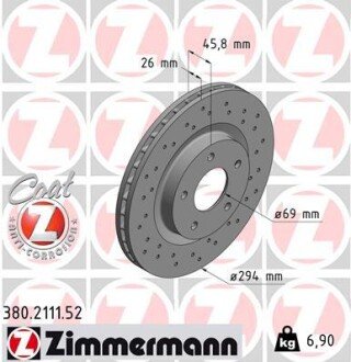 Вентилируемый тормозной диск otto Zimmermann GmbH 380.2111.52 на Крайслер 200