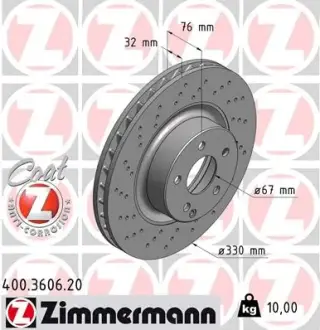 Вентилируемый тормозной диск otto zimmermann gmbh 400360620