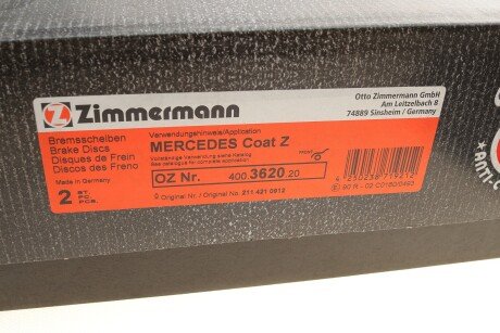 Вентилируемый тормозной диск otto Zimmermann GmbH 400362020