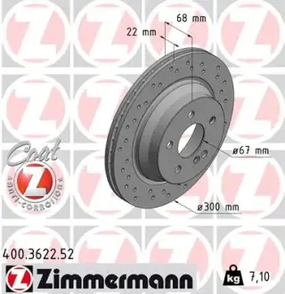 Вентильований гальмівний диск Otto Zimmermann GmbH 400.3622.52