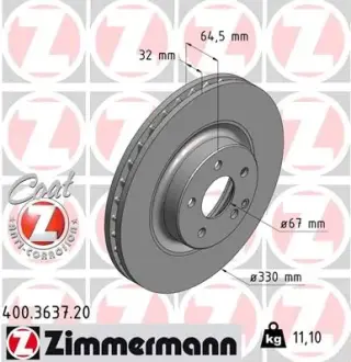 Вентильований гальмівний диск Otto Zimmermann GmbH 400363720