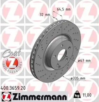 Вентильований гальмівний диск Otto Zimmermann GmbH 400.3659.20