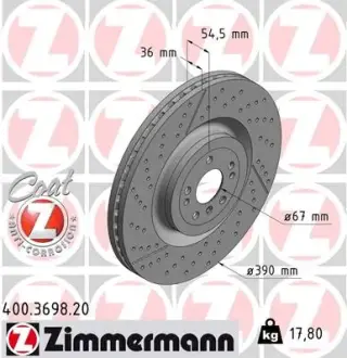 Вентилируемый тормозной диск otto zimmermann gmbh 400369820