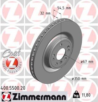 Вентилируемый тормозной диск otto Zimmermann GmbH 400.5500.20 на Мерседес M-Class w166