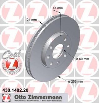 Вентильований гальмівний диск otto Zimmermann GmbH 430148220
