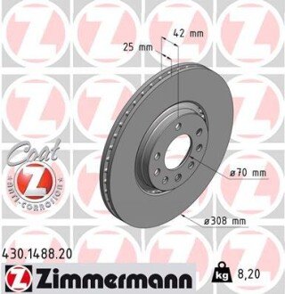 Вентилируемый тормозной диск otto Zimmermann GmbH 430.1488.20 на Опель Астра h