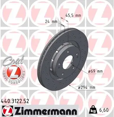 Вентилируемый тормозной диск otto zimmermann gmbh 440312252