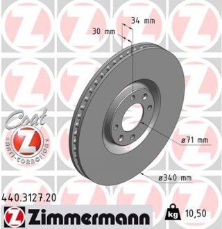 Вентилируемый тормозной диск otto Zimmermann GmbH 440.3127.20