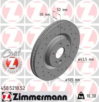 Вентильований гальмівний диск Otto Zimmermann GmbH 450521052