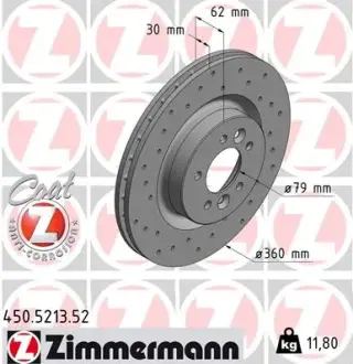 Вентилируемый тормозной диск otto zimmermann gmbh 450521352