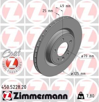 Вентильований гальмівний диск otto Zimmermann GmbH 450.5228.20 на Рендж (ленд) ровер Спорт