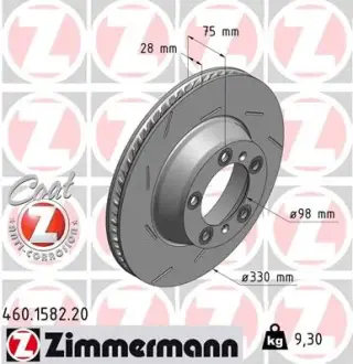 Вентильований гальмівний диск Otto Zimmermann GmbH 460158220