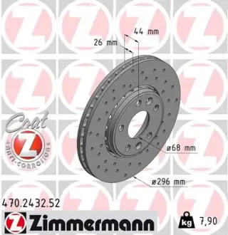 Вентилируемый тормозной диск otto zimmermann gmbh 470243252 Рено Megane