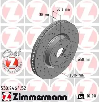 Вентильований гальмівний диск Otto Zimmermann GmbH 530246452