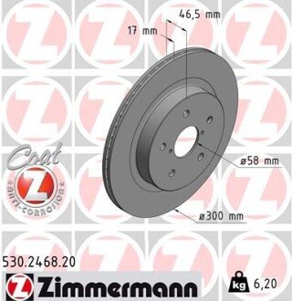 Вентилируемый тормозной диск otto Zimmermann GmbH 530.2468.20 на Субару Аутбек