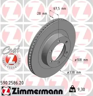 Вентильований гальмівний диск Otto Zimmermann GmbH 590258620